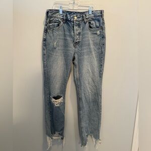 Free People We The Free Mid Rise Distressed Hem Jeans Size 27